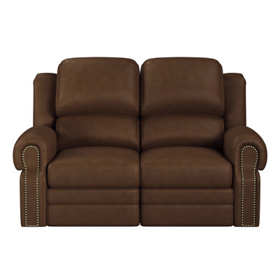 Causeuse inclinable en cuir véritable à accoudoirs roulés de 84 po Fardowsa