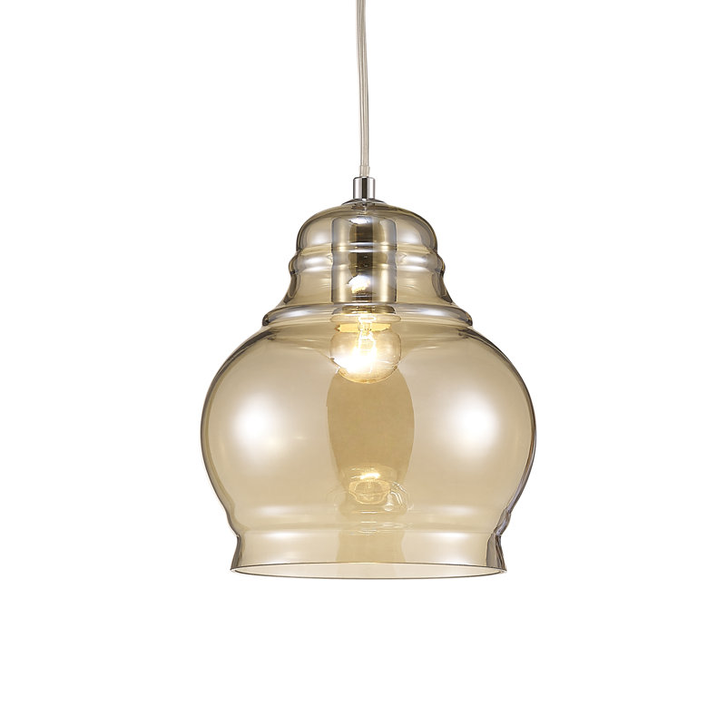 Jana 1 - Light Single Pendant, 128cm H x 20cm W x 20cm D, Polished Chrome/White, Cognac