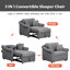 Fauteuil convertible en chenille avec dossier réglable, méridienne 3-en-1 pour le confort et la polyvalence du salon, gris foncé