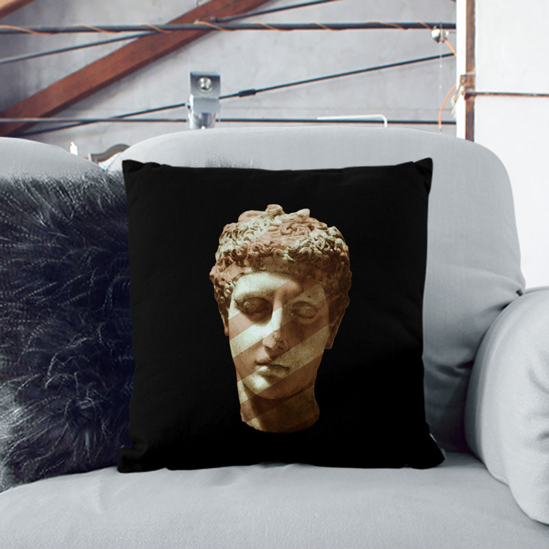 Disco Marble Head Square Throw Cushion, 40cm H x 40cm W x 15cm D