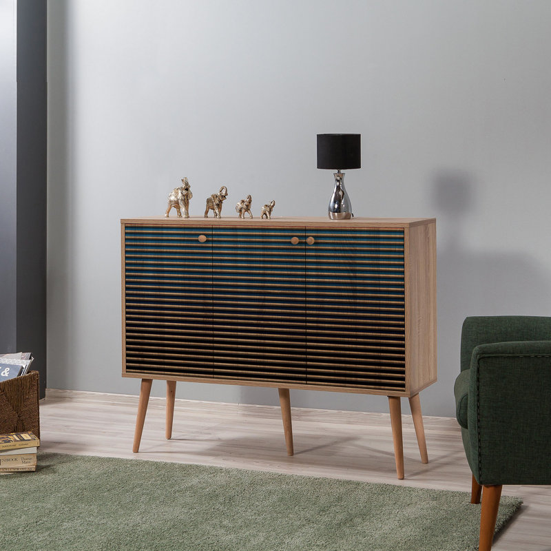 Pittard 120cm Sideboard, Brown/Blue/Black