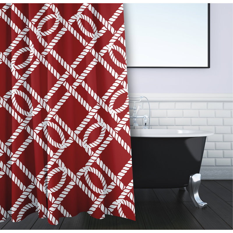 Rideau de douche simple à motif géométrique Ludwig, Rouge