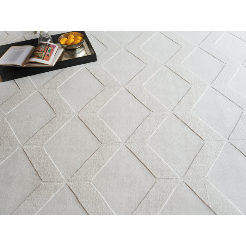 Brunello Modern Handmade Silky Nylon White Area Rug, Rectangle 6' x 9'