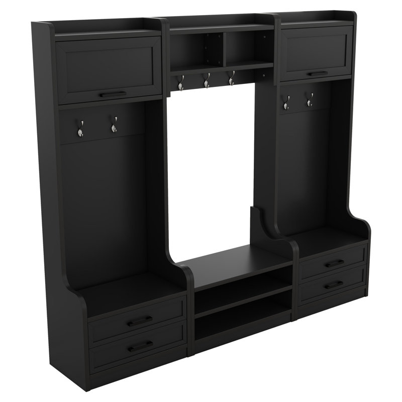 4-In-1 Detachable Hall Tree With Storage And 7 Hooks, Black