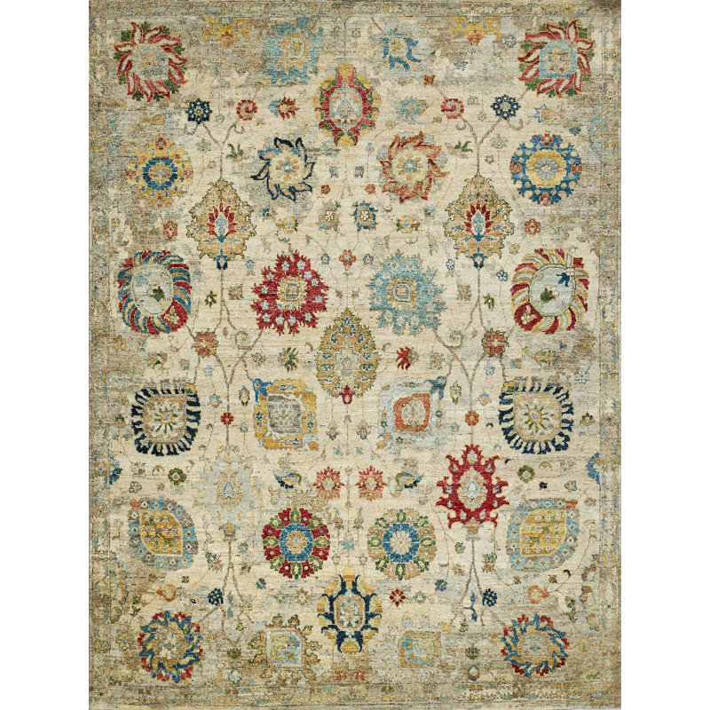 Oxford Hand-knotted Ghazni Wool, Ivory/Gray Area Rug, Rectangle 10' x 14'