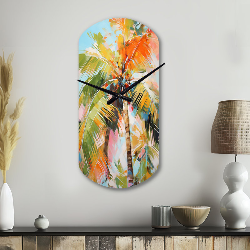 Palm Trees Palm VII - Cylinder Shape Multi-Colour Wall Clock - Unique Shape, Large