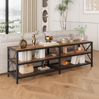 TV Stand for TVs Up to 75 Inches, Industrial Entertainment Center with 3 Tier Open Shelves, TV Console Table for Living Room, Bedroom, Rustic Brown by 17 Stories