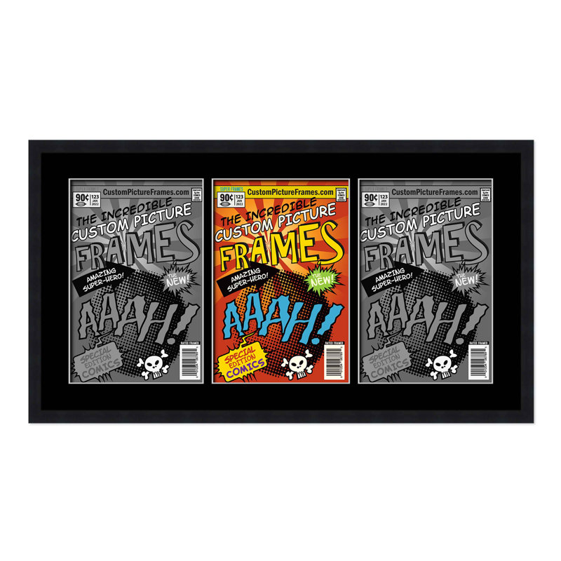 Wood Picture Frame with Mat, 7.25" x 10.5", Black/Black