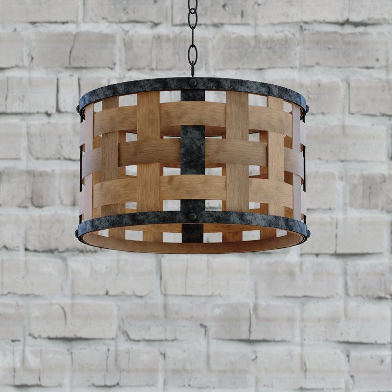 Ogrady 1 - Light Vintage Steel And Distressed Wood Single Pendant