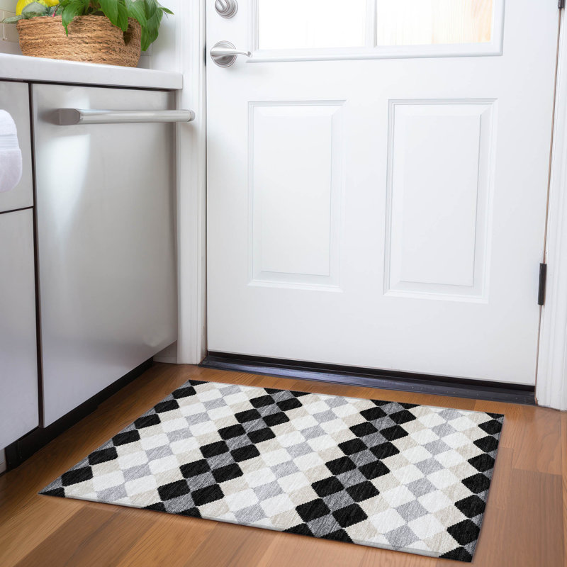 Premium Machine Washable Bunderberg AMF1007 Geometric Rug, Rectangle 1'8" x 2'6"