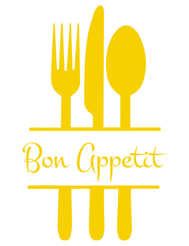 Décalcomanie murale de cuisine bon appetit, H 57 po x l 35 po x P 0,01 po, Jaune clair