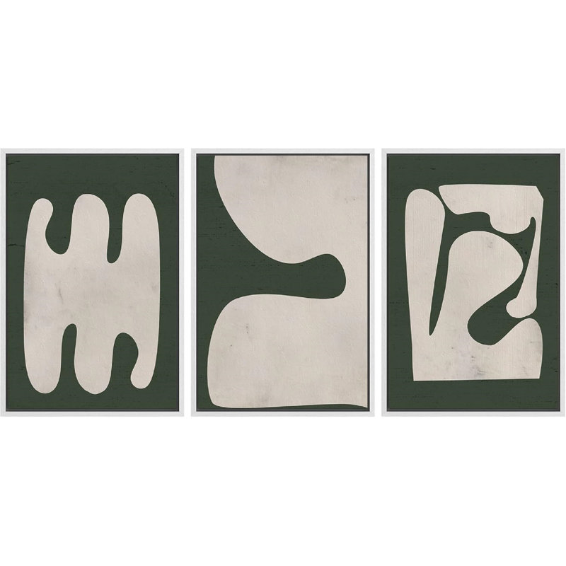 Modern Geometric Abstract Framed Canvas Art Set, 16" x 24"