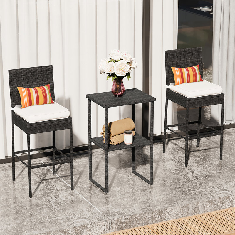 Wicker Bar Table, Gray