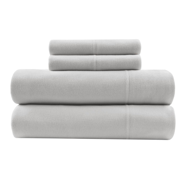 Cotton Blend Jersey Knit All Season Sheet Set, Gray, Twin XL Sheet Set