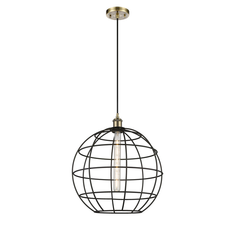 Luminaire suspendu à tige 1 lumière 16 po Ballston Lake Placid, H 137,75 po x l 16 po x P 16 po, Laiton antique