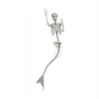 6 Ft Posable, 73" Life-Size Mermaid Skeleton Halloween Decorations, Indoor & Outdoor, Giant Plastic, Yard, Porch & Party Display