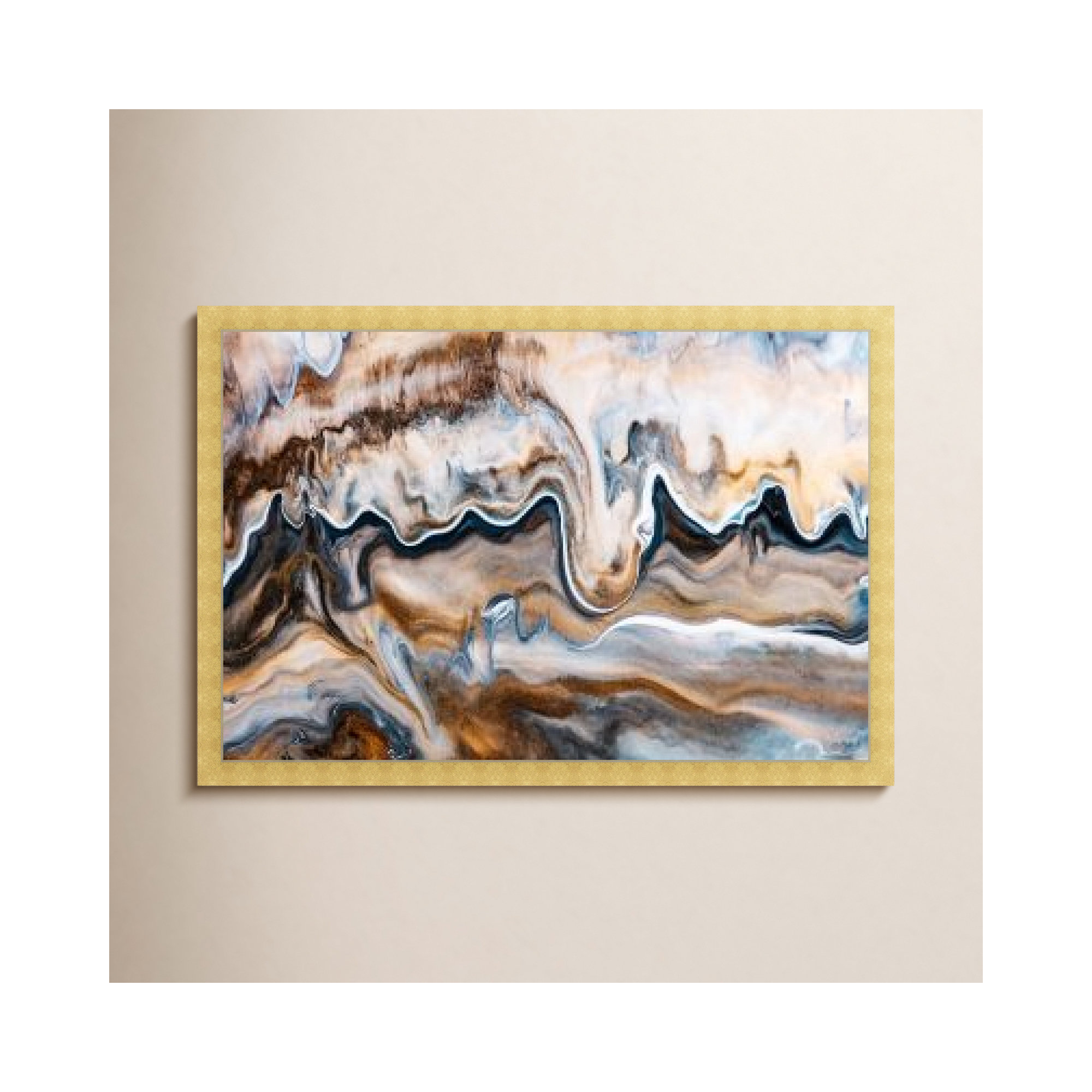 Copper And Blues by Oliver Gal, 38" H x 56" W x 0.5" D, Gold