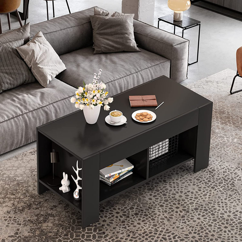 Barrie Four Leg Coffee Table with Storage, Black