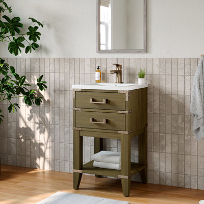 Meuble-lavabo simple de 20 po avec plateau en résine et tablette ouverte