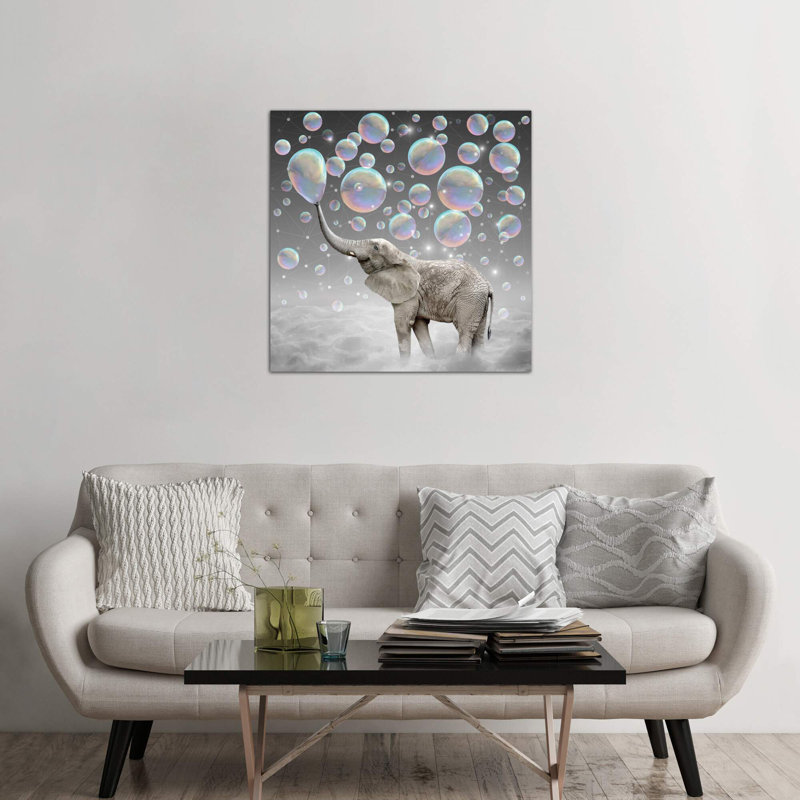 Dream Makers - Elephant Bubbles by Soaring Anchor Designs - Wrapped Canvas Print, 93.98 cm H x 93.98 cm W x 1.91 cm D
