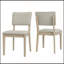 Chaises de salle à manger rembourrées gris Mid-Century avec pieds en bois massif blanchi (ensemble de 2)