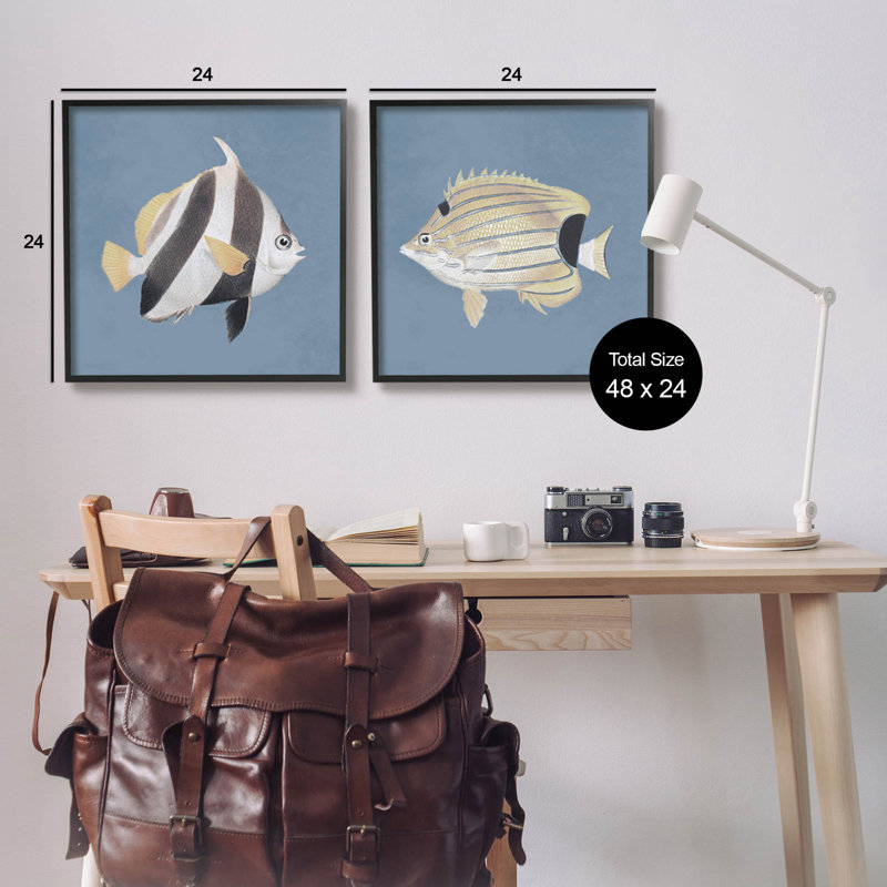«Marine Fish Underwater Sea Life», ensemble de 2 giclées encadrées par Piddix, Giclée encadrée noir minuit