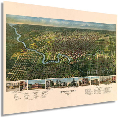 " Vintage 1891 Houston Texas Map "