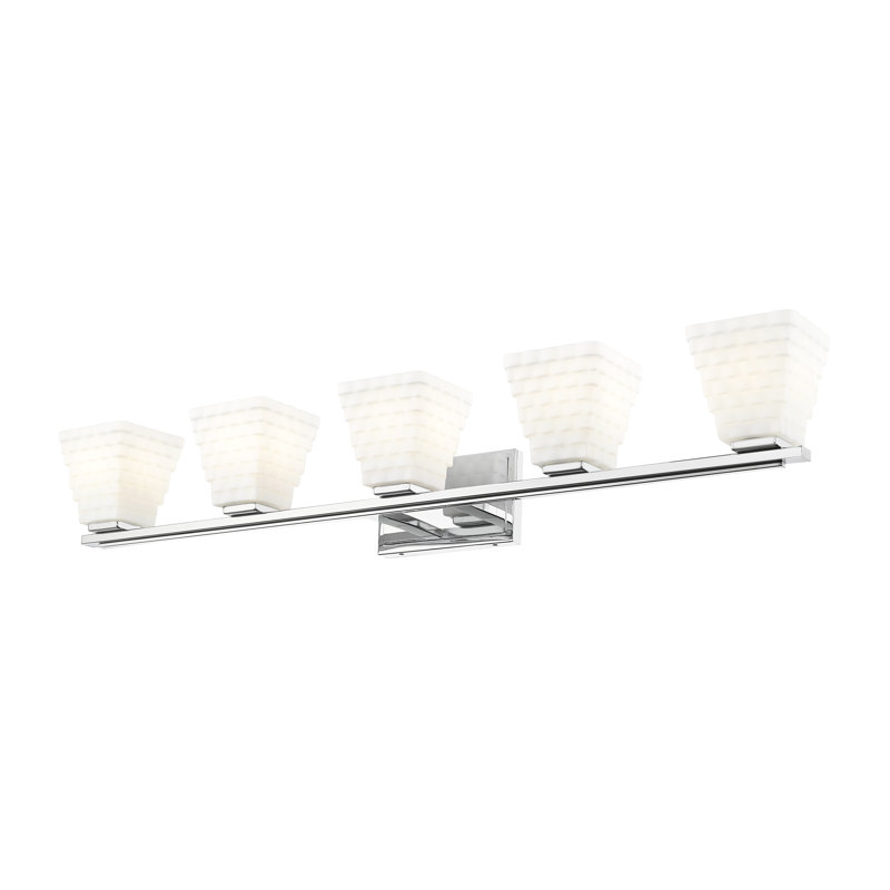 Ensemble de meuble-lavabo 5 lumières Teyona, Chrome poli