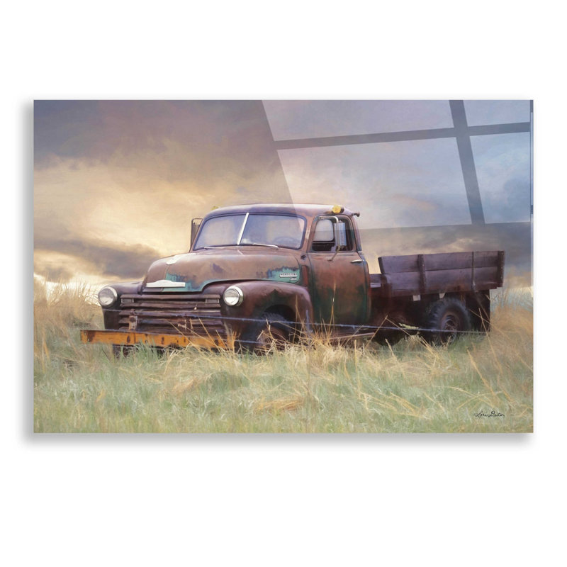 «Rusty Chevy» par Lori Deiter, art mural en verre acrylique, H 16 po x l 24 po x P 0,2 po
