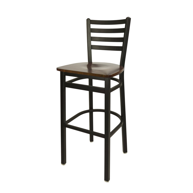 Lima Counter Stool with Metal Frame, Walnut/Black
