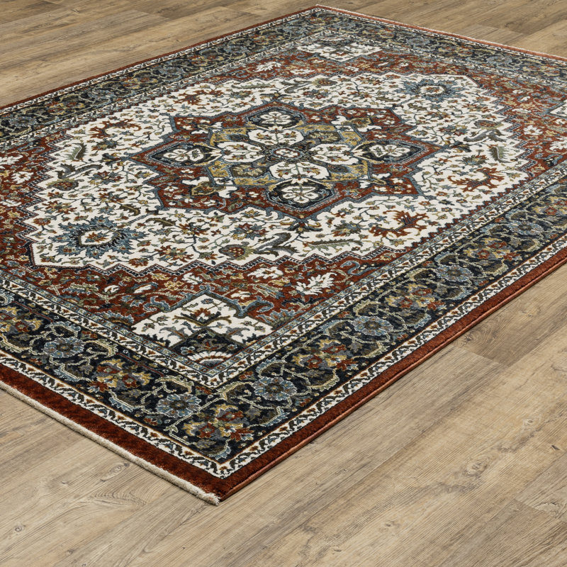 Tapis rouge / multicolore Sorusch Center Medallion, Rectangle 5 pi 3 po x 7 pi 6 po