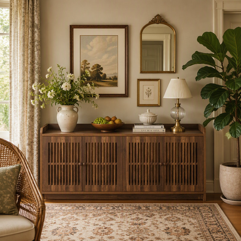 Meuble pour litière 55 po, bac à litière pour chat avec 2 armoires et entrée latérale