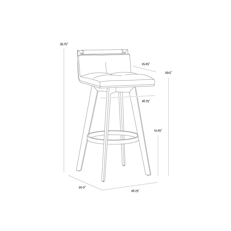 Arizona Swivel Bar & Counter Stool, Brown, Bar Stool (30" Seat Height), Stainless Steel