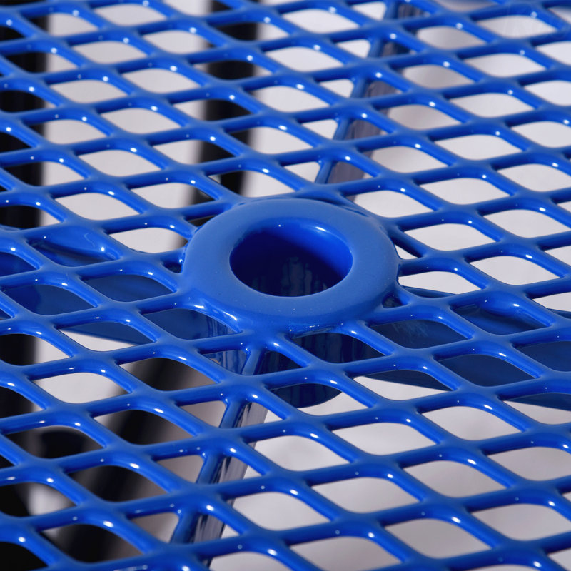 Table de pique-nique carrée d'extérieur en acier bleu 46 "avec parasol, Bleu