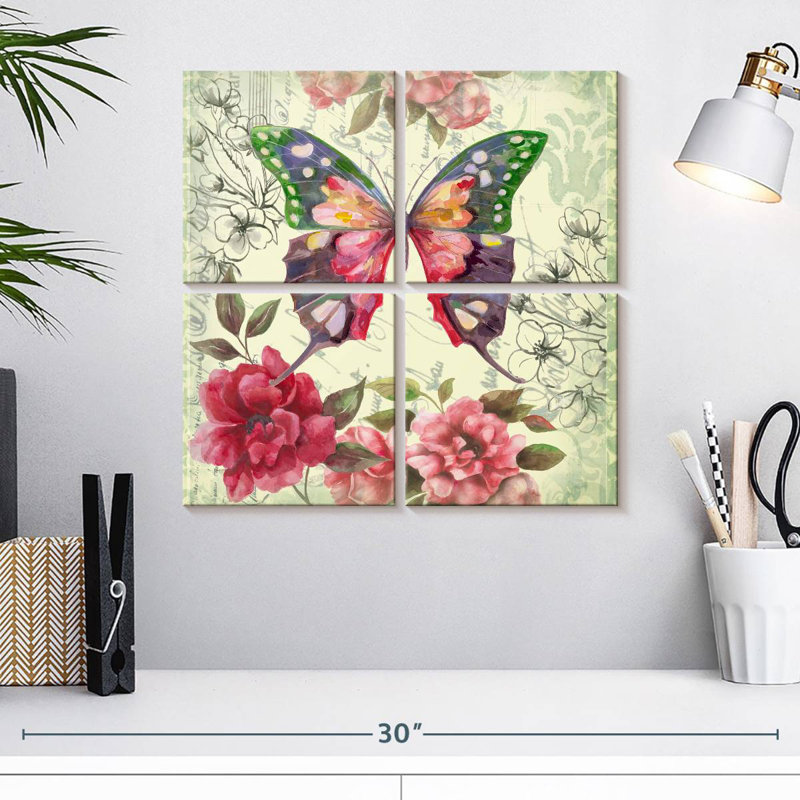 Brampt papillon floral II, H 18 po x l 18 po