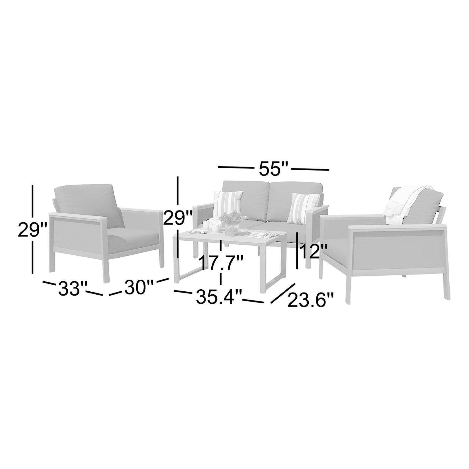 Townsend 4-Person Sunbrella® Patio Seating Group, Canvas Navy