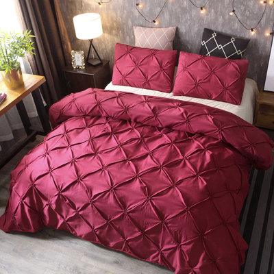 Pleat Pintuck Bedding Set Polyester Duvet Cover