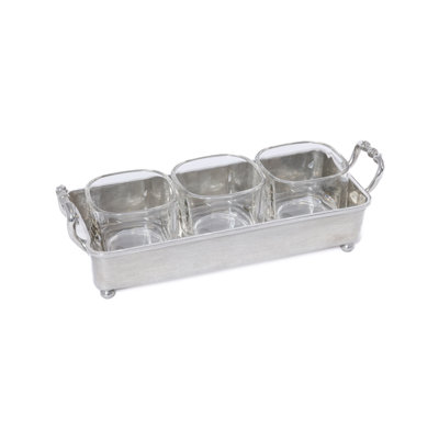 Barnstable Pewter & Glass 3-Section Condiment Tray