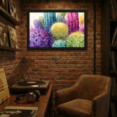 Plantes et fleurs, impression de motif de cactus coloré