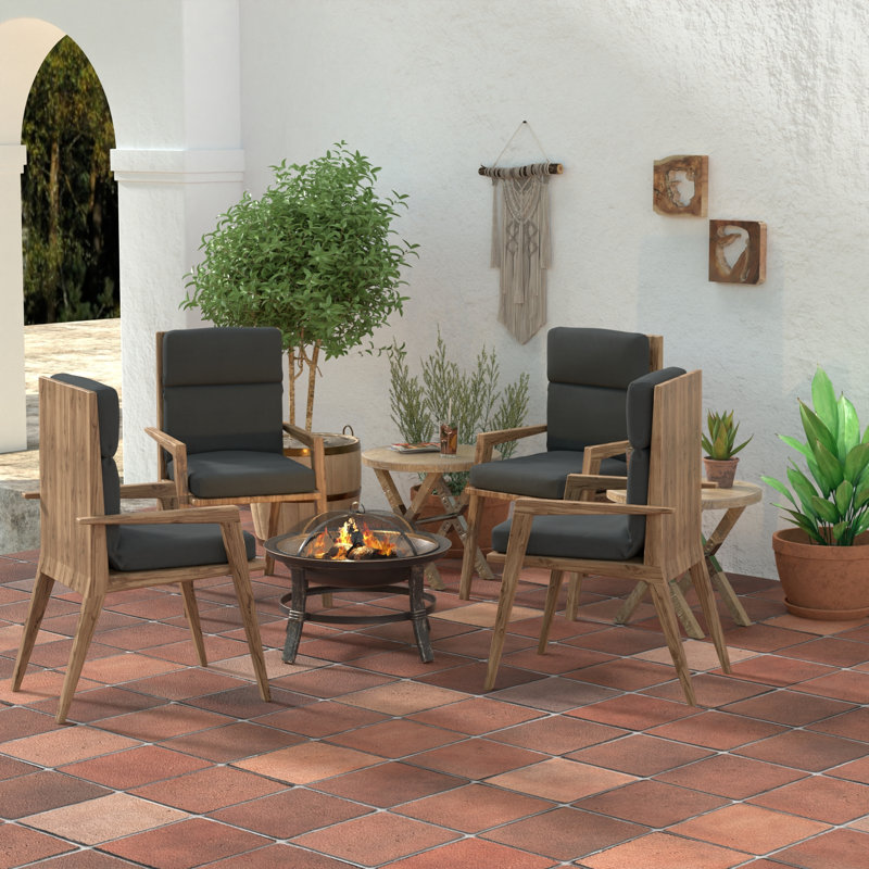 23" x 46" Solid Outdoor Chair Cushion with Ties, Canvas Charcoal