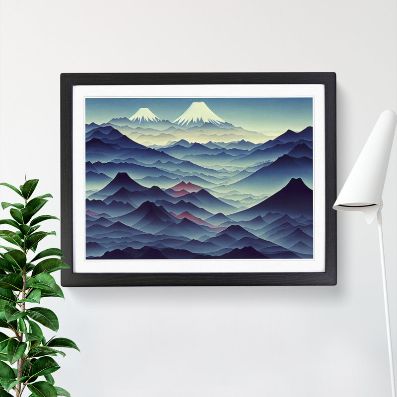 Adventurous Japanese Mountains - Single Picture Frame Print, Black Framed, 34cm H x 46cm W x 2cm D