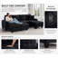 Reversible Linen Fabric Sectional Sofa with Chaise & Cupholders, Modern L-Shaped Couch (Left/Right Facing), Black-601826728