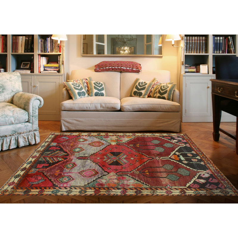 Tapis rétro rétro bourgogne Adley