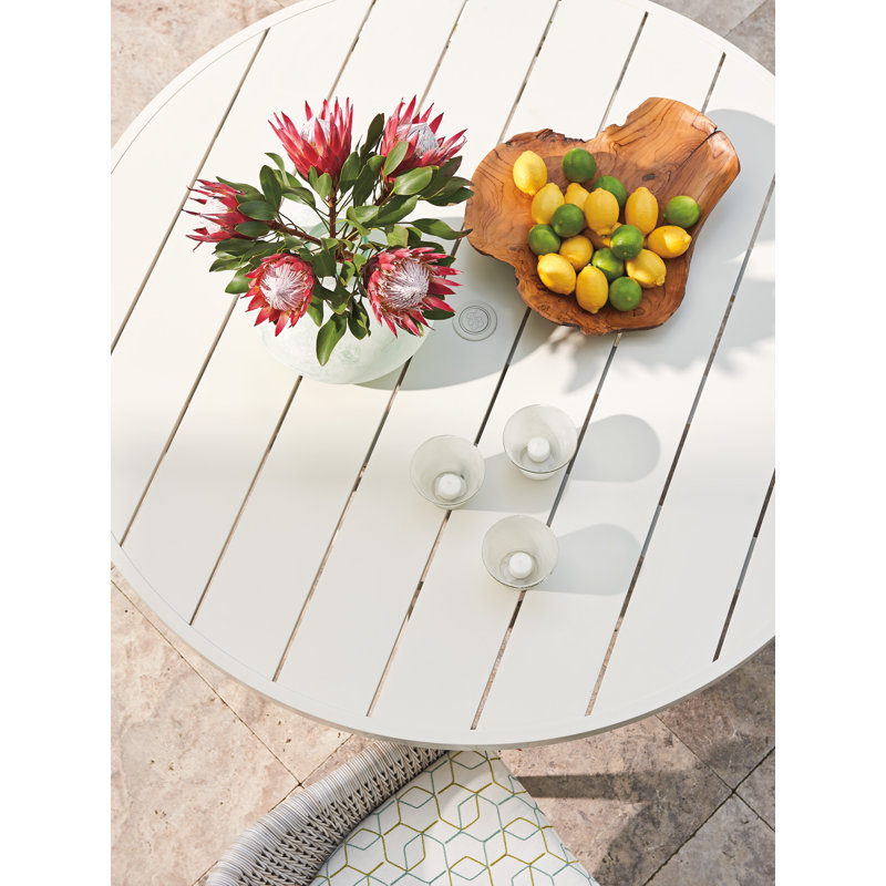 Seabrook 60" White Aluminum and Wicker Round Dining Table