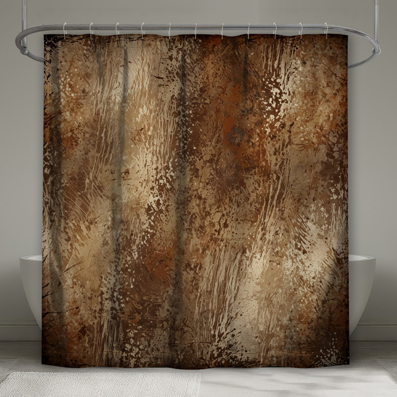 Rideau de douche brun à texture grunge extra long, L 70 po x H 84 po