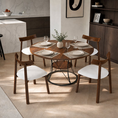 MidCentury Woodgrain Veneer Extendable Dining Table 43 to 59 Inch