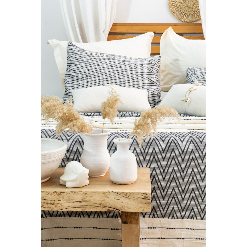 Elegant Double Bedspread Set, Anthracite, 94.5 x 102.4 inches | 100% Cotton Jacquard Muslin, 2 Pillowcases (19.7 x 27.6 inches) | Soft, Durable, Machine Washable, Ideal for Cozy Bedrooms & Stylish Decor