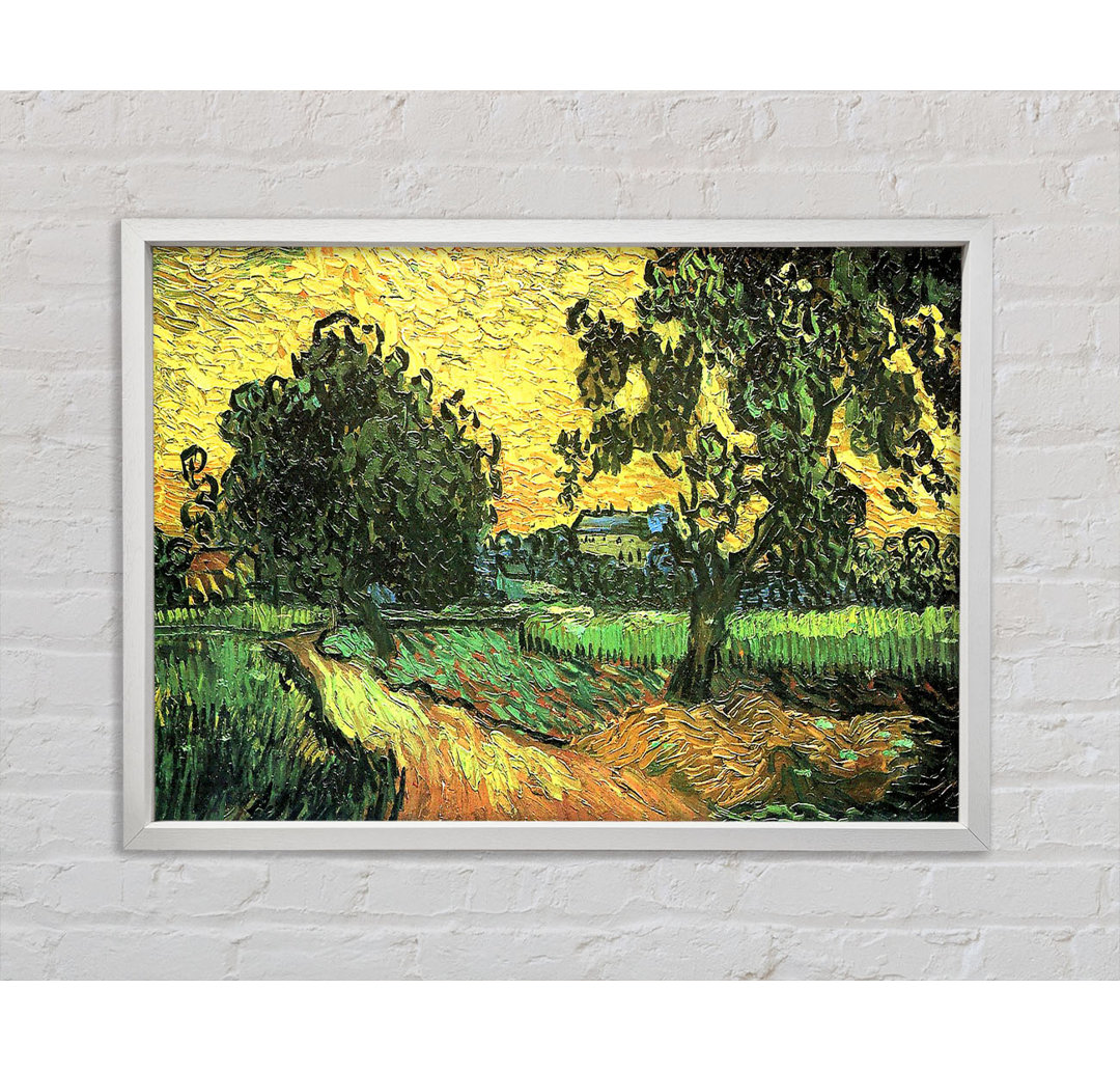 Van Gogh Landschaft mit Schloss Auvers bei Sonnenuntergang - Druck