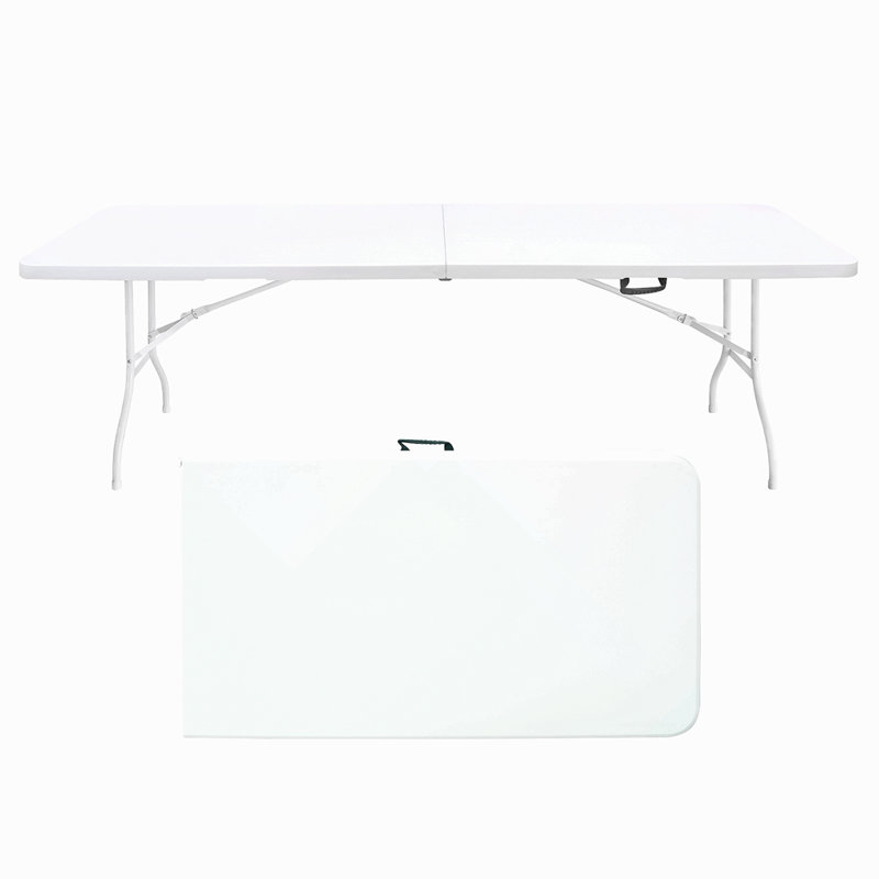 Table pliante de 8 pi, table en plastique portative pour le camping, pique-niques, fêtes, table pliable à charge élevée