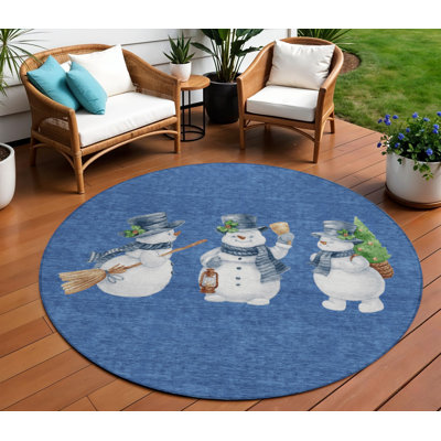 Tapis intérieur lavable enneigé 8 pi bleu marine et ivoire 8 pi